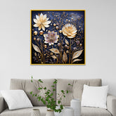 Vintage Gold Floral Canvas Painting for Wall Decoration